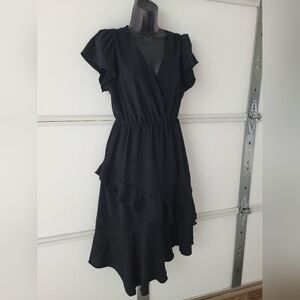 Sofia Black Ruffle Long Dress Size MEDIUM